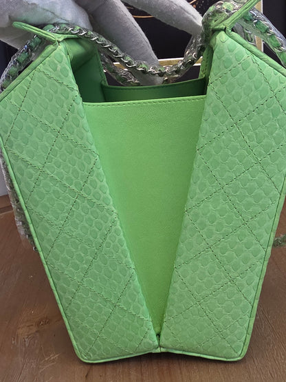 Chanel Lime Green Python Vanity Bag