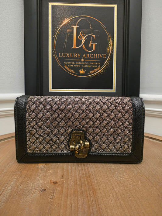 Bottega Veneta Intrecciato Olimpia Knot Shoulder Bag Metallic Bronze & Black