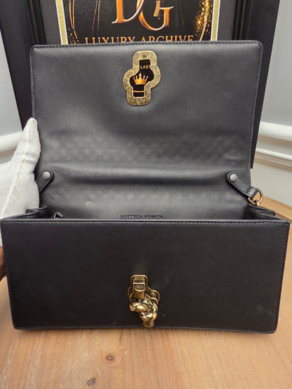 Bottega Veneta Intrecciato Olimpia Knot Shoulder Bag Metallic Bronze & Black