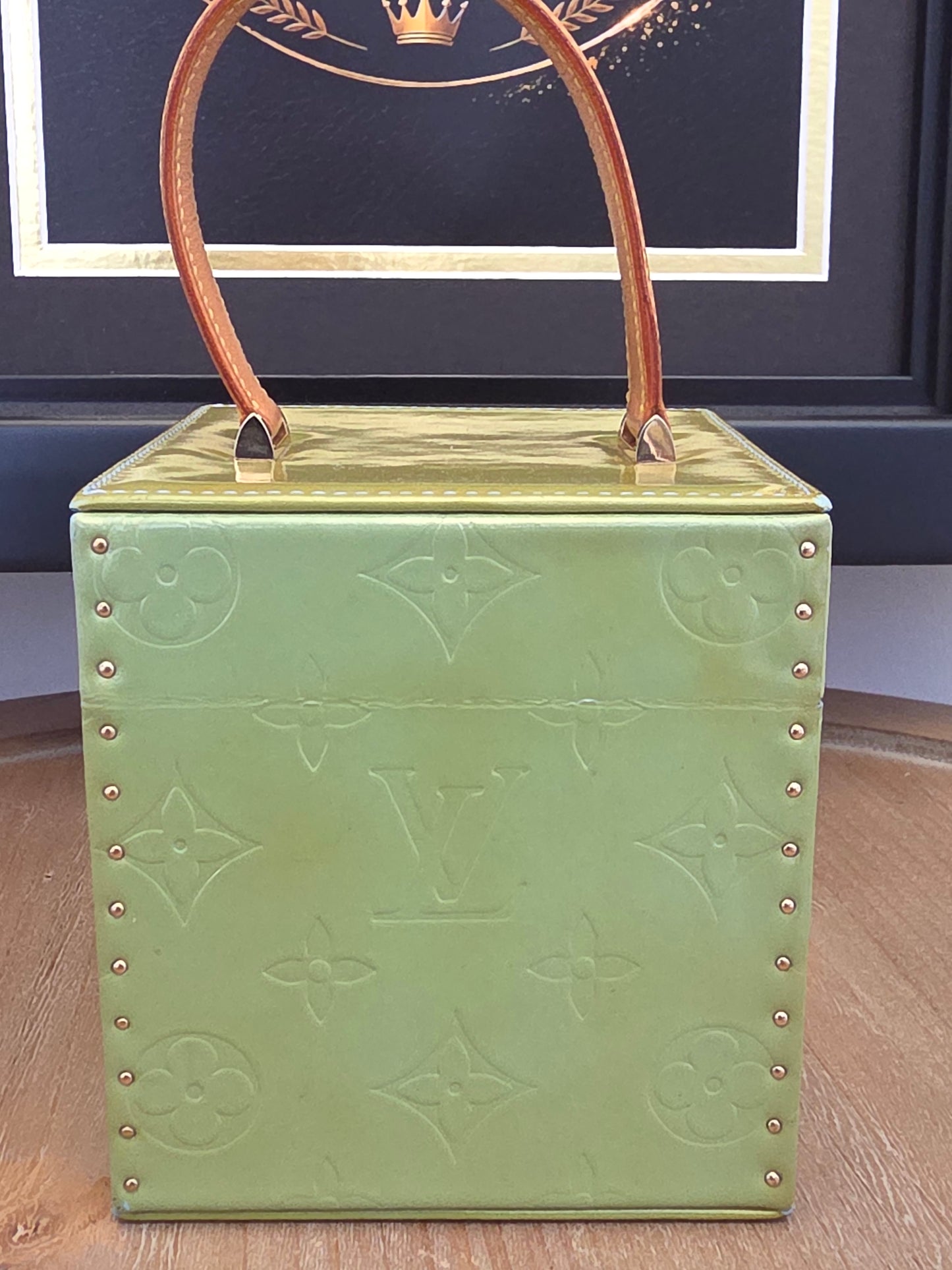 Louis Vuitton Vernis Boîte Flacon Vanity Case in Lime Green & Baby Blue