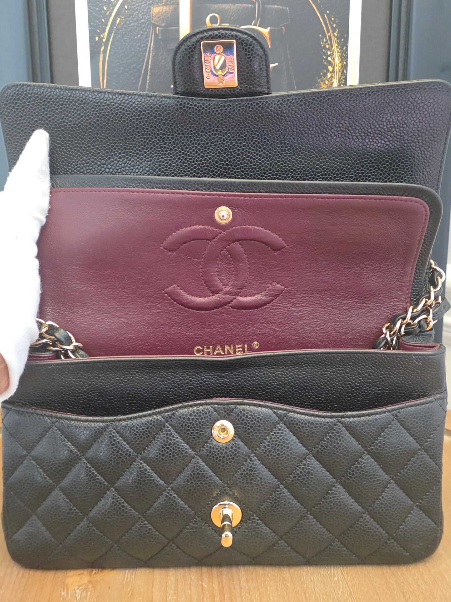 Chanel Medium Classic Double Flap Bag Black Caviar Leather | Gold Hardware | 20 Series