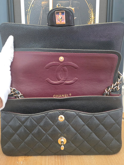 Chanel Medium Classic Double Flap Bag Black Caviar Leather | Gold Hardware | 20 Series