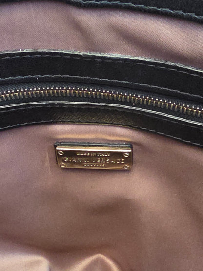 Gianni Versace Couture Black Patent Greek Key Boston Bag