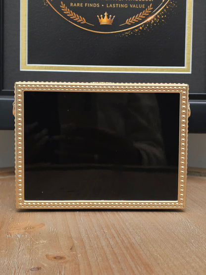 Dolce & Gabbana Floral Daisy Embellished Acrylic Box Clutch Minaudière Black & Gold