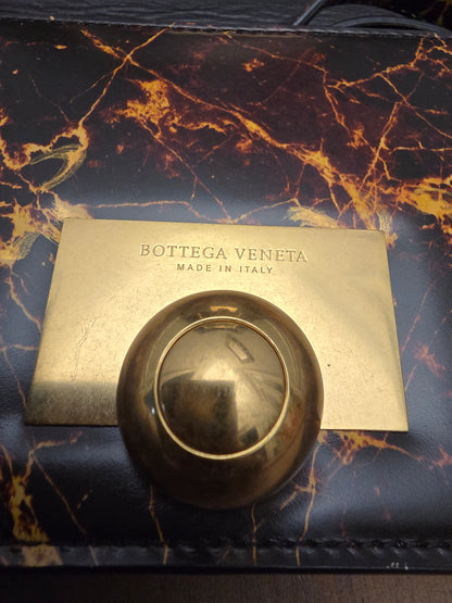 Rare Bottega Veneta Marble Print Leather Shoulder Bag Gold Sphere Hardware Italy