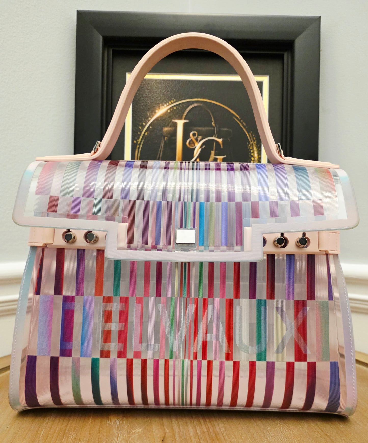 Delvaux Limited Edition Transparent Multicolor Brilliant MM PVC Top Handle Bag