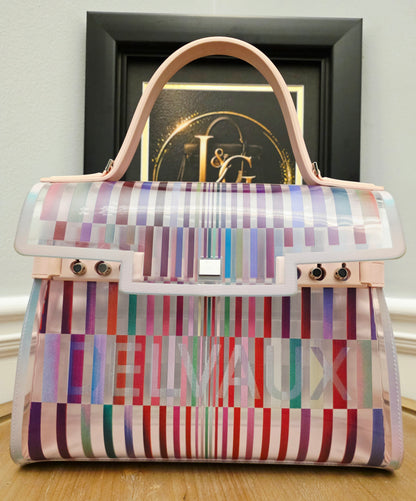 Delvaux Limited Edition Transparent Multicolor Brilliant MM PVC Top Handle Bag