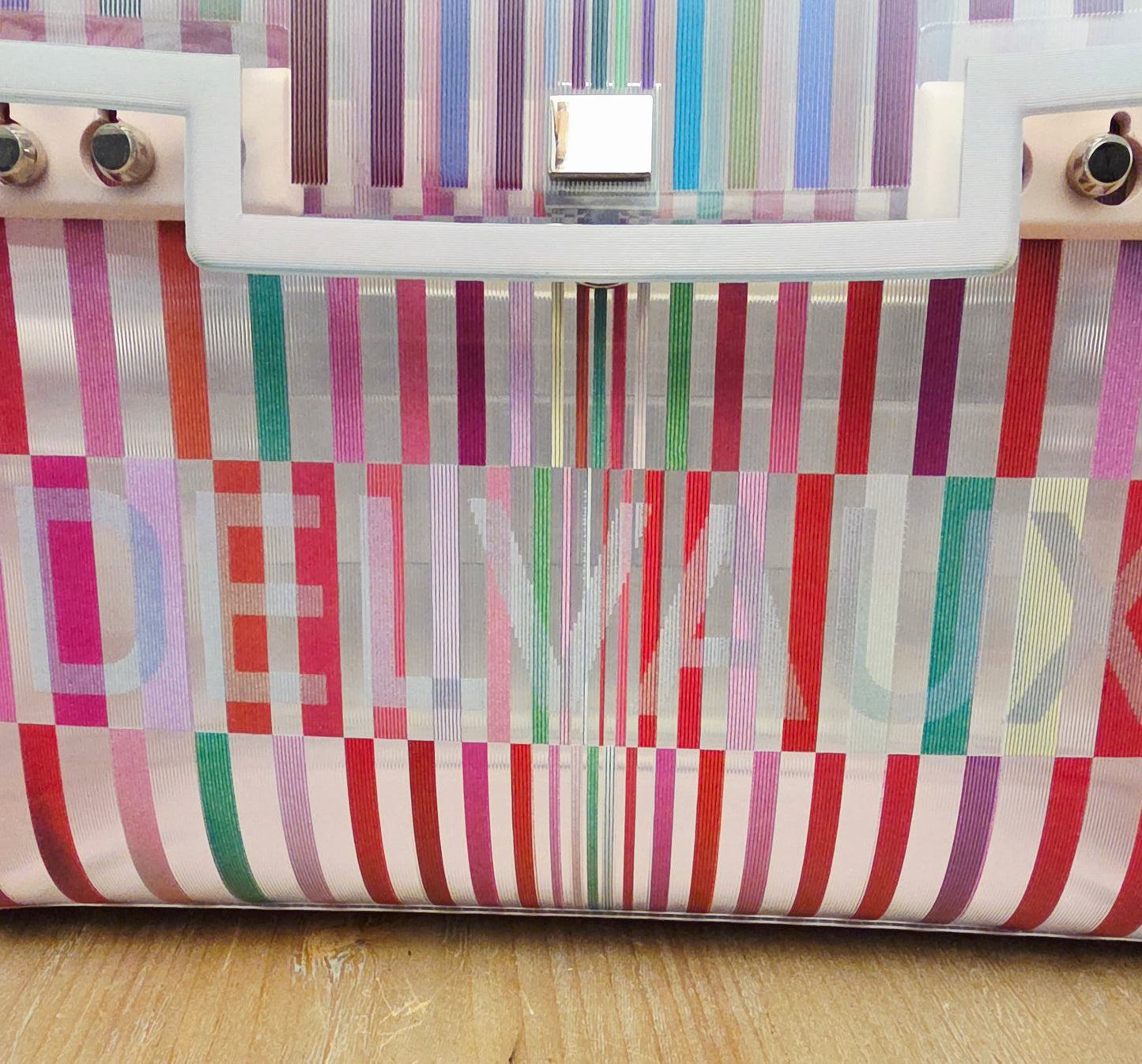 Delvaux Limited Edition Transparent Multicolor Brilliant MM PVC Top Handle Bag