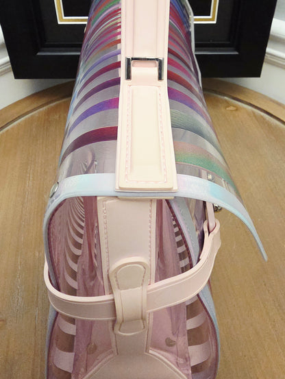Delvaux Limited Edition Transparent Multicolor Brilliant MM PVC Top Handle Bag
