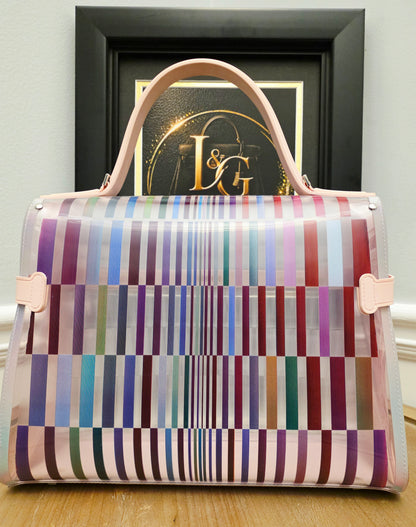 Delvaux Limited Edition Transparent Multicolor Brilliant MM PVC Top Handle Bag