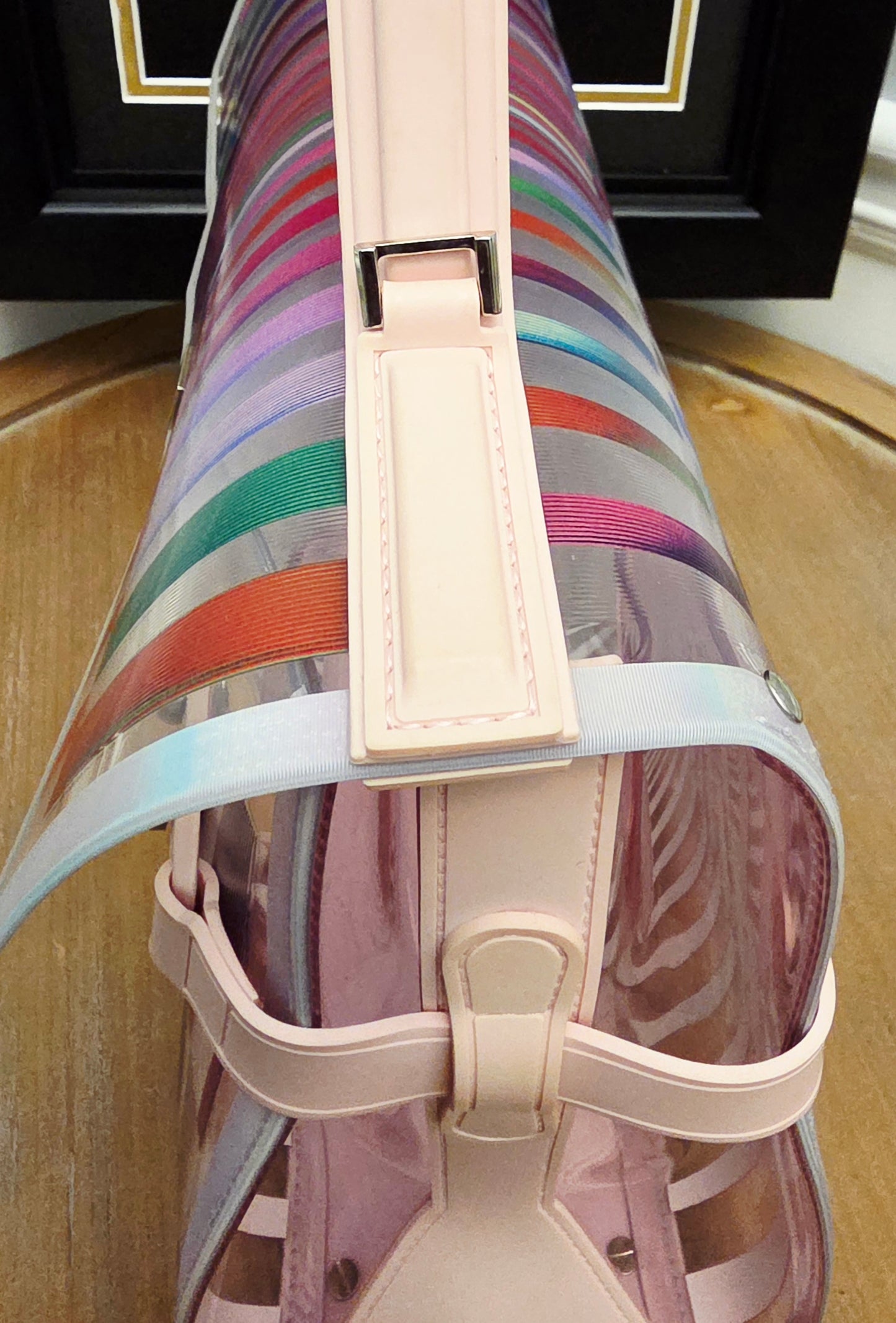 Delvaux Limited Edition Transparent Multicolor Brilliant MM PVC Top Handle Bag