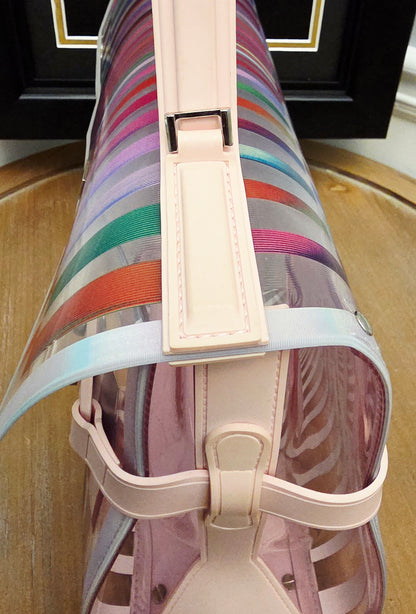 Delvaux Limited Edition Transparent Multicolor Brilliant MM PVC Top Handle Bag