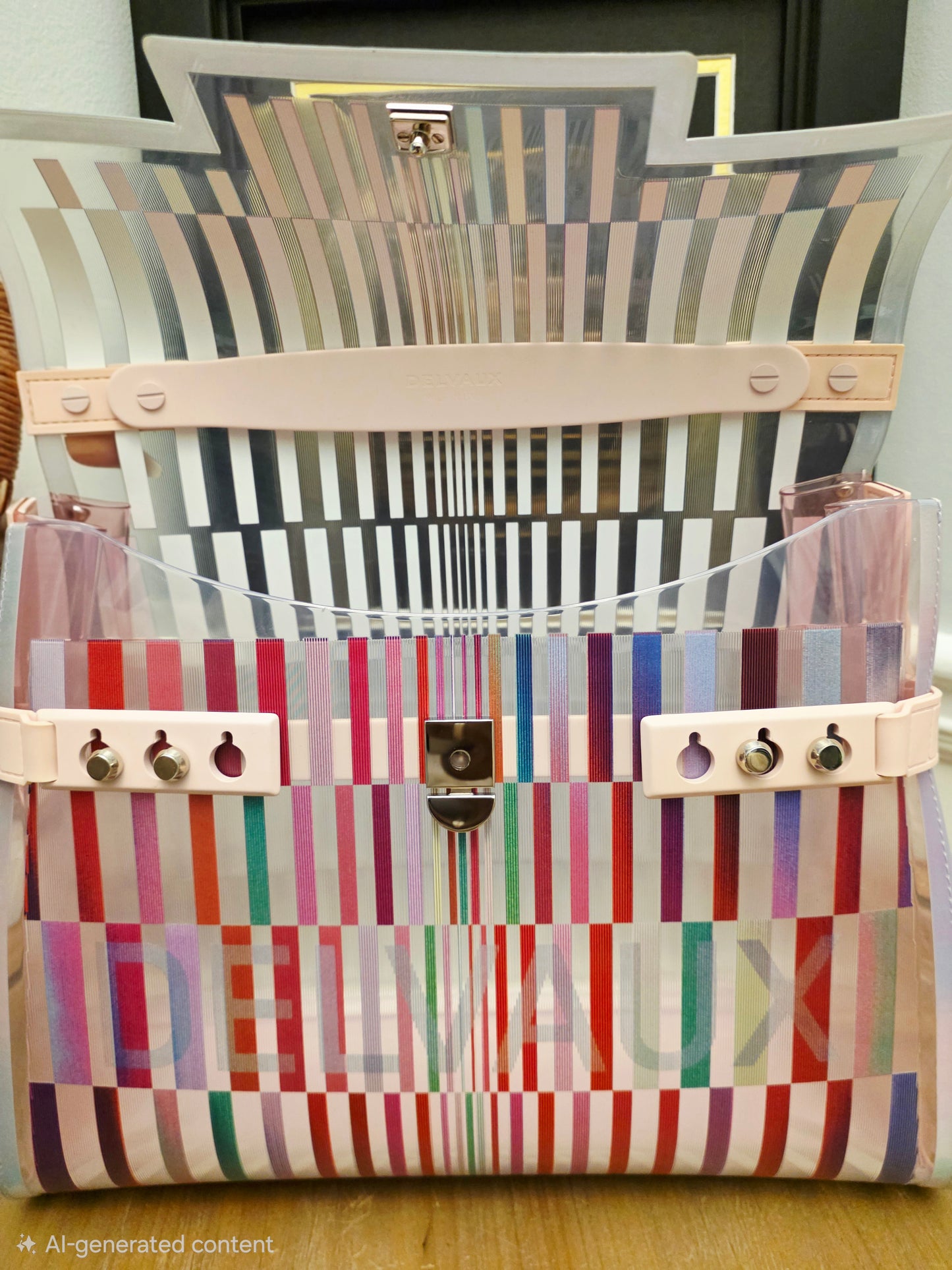 Delvaux Limited Edition Transparent Multicolor Brilliant MM PVC Top Handle Bag