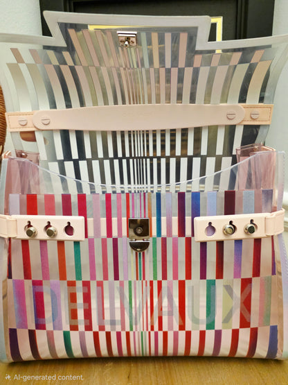 Delvaux Limited Edition Transparent Multicolor Brilliant MM PVC Top Handle Bag