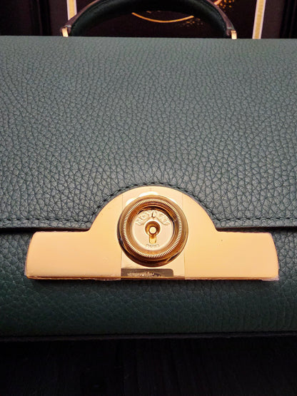 Moynat Réjane PM Green Grained Leather Top Handle Bag