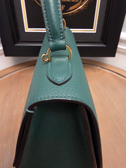 Moynat Réjane PM Green Grained Leather Top Handle Bag