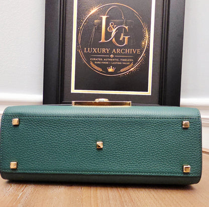 Moynat Réjane PM Green Grained Leather Top Handle Bag