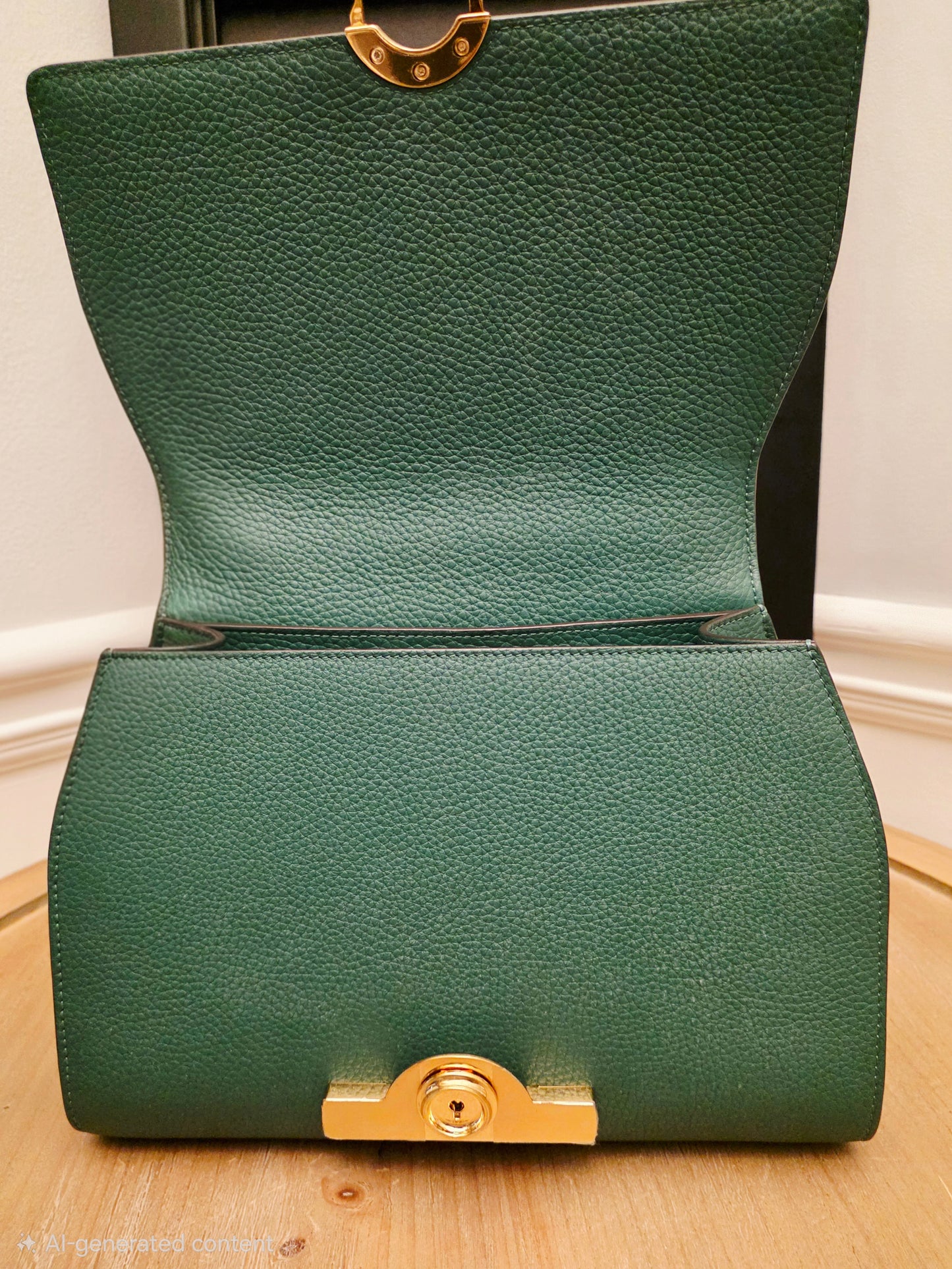 Moynat Réjane PM Green Grained Leather Top Handle Bag