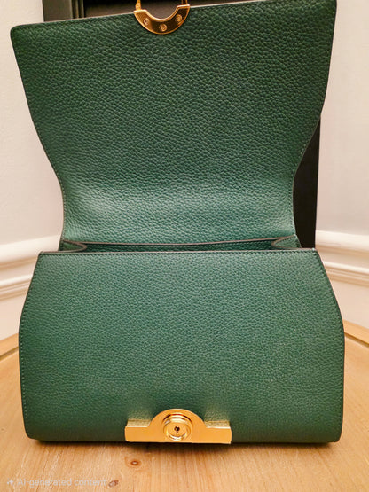 Moynat Réjane PM Green Grained Leather Top Handle Bag