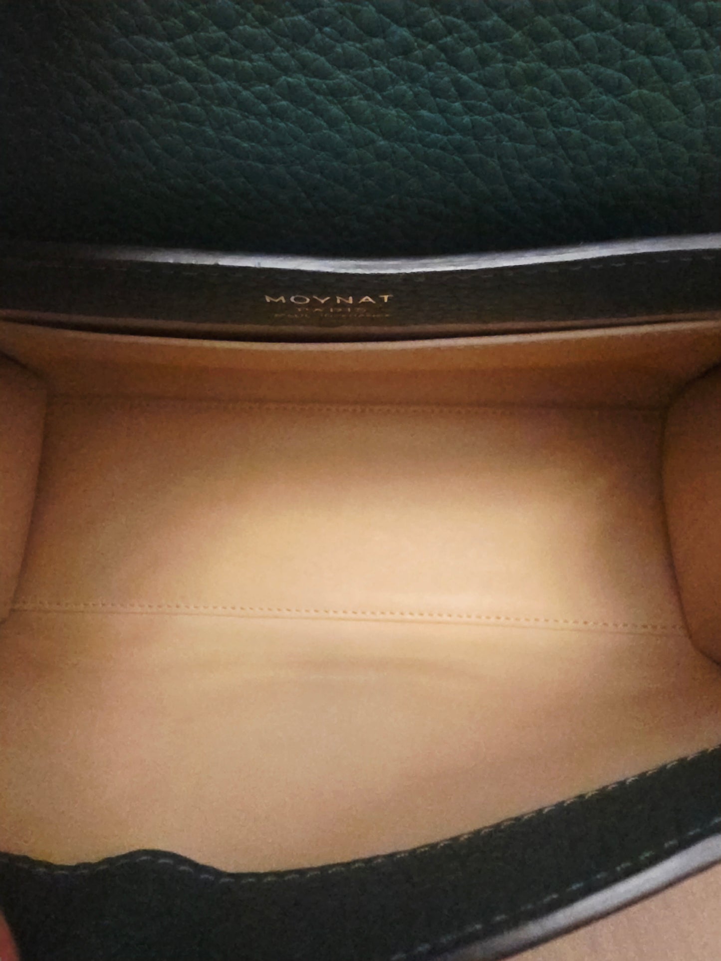 Moynat Réjane PM Green Grained Leather Top Handle Bag