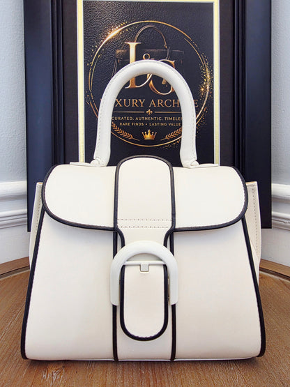 Delvaux Brillant MM "Panda" White & Black Leather Top Handle Bag