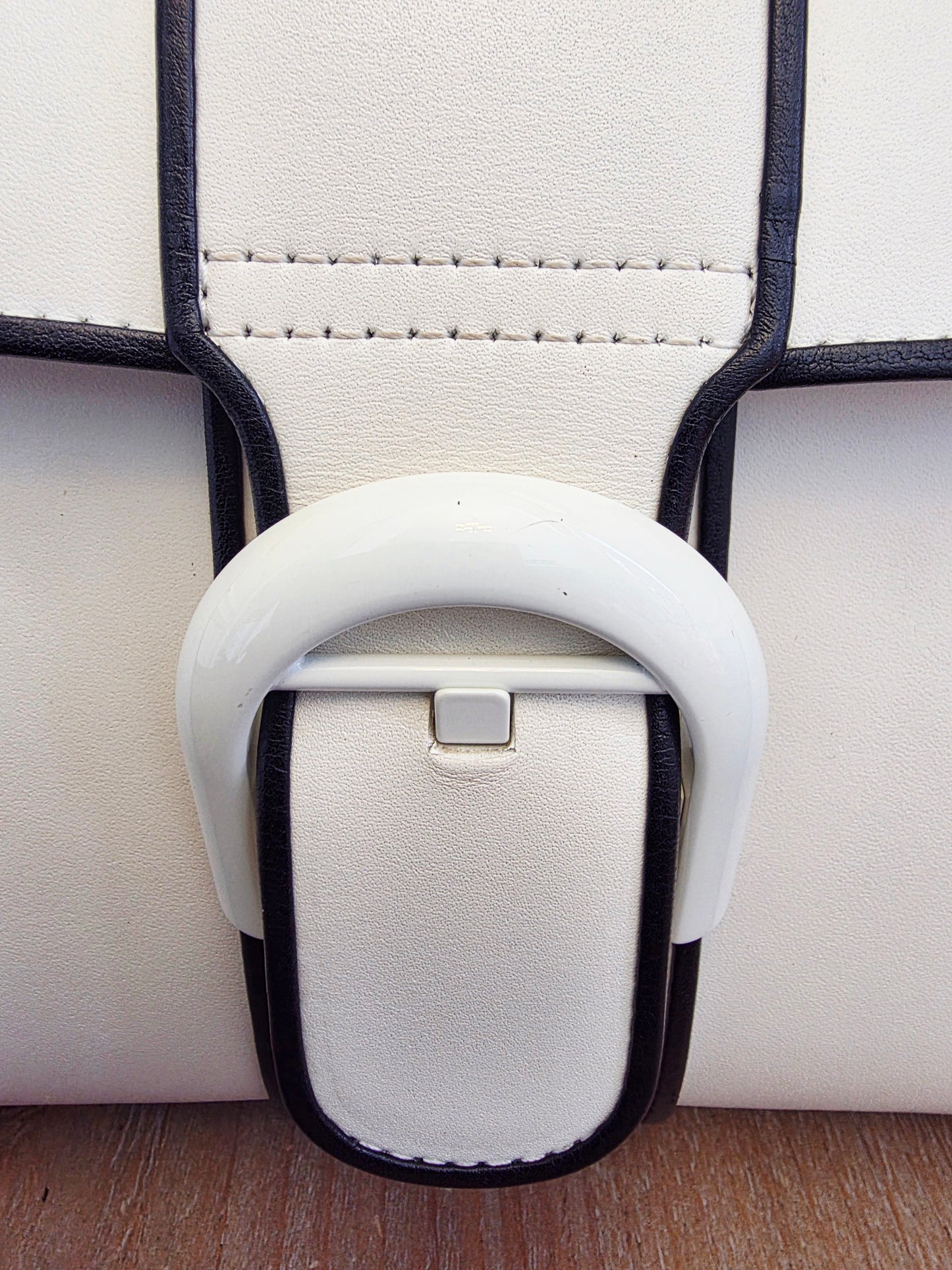 Delvaux Brillant MM "Panda" White & Black Leather Top Handle Bag