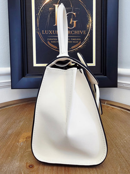 Delvaux Brillant MM "Panda" White & Black Leather Top Handle Bag