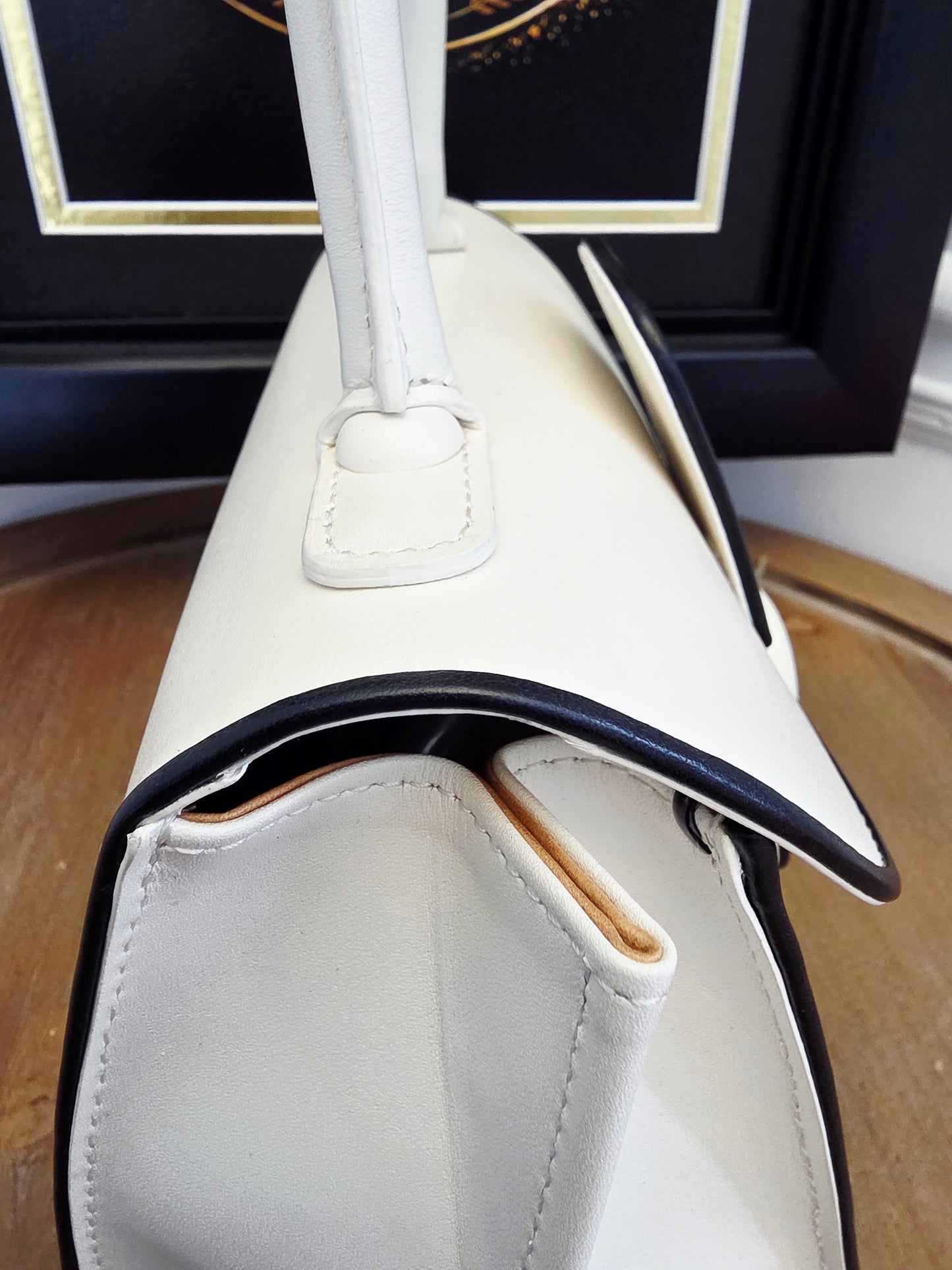 Delvaux Brillant MM "Panda" White & Black Leather Top Handle Bag