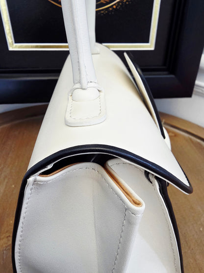 Delvaux Brillant MM "Panda" White & Black Leather Top Handle Bag