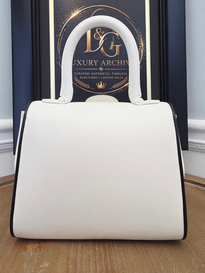Delvaux Brillant MM "Panda" White & Black Leather Top Handle Bag