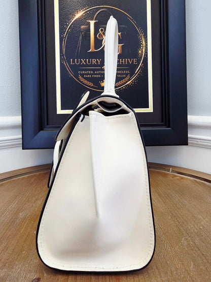 Delvaux Brillant MM "Panda" White & Black Leather Top Handle Bag