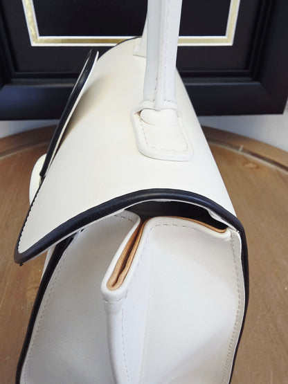 Delvaux Brillant MM "Panda" White & Black Leather Top Handle Bag