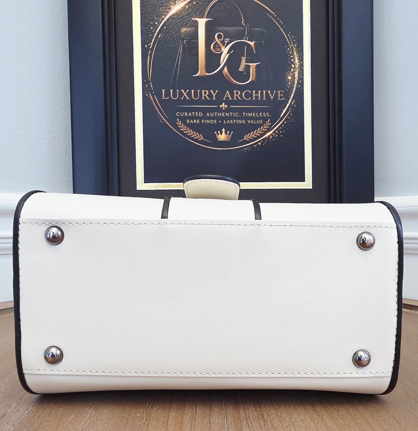 Delvaux Brillant MM "Panda" White & Black Leather Top Handle Bag