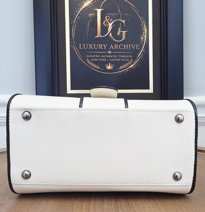 Delvaux Brillant MM "Panda" White & Black Leather Top Handle Bag