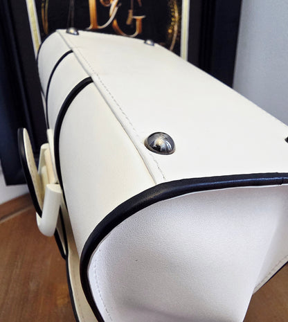 Delvaux Brillant MM "Panda" White & Black Leather Top Handle Bag