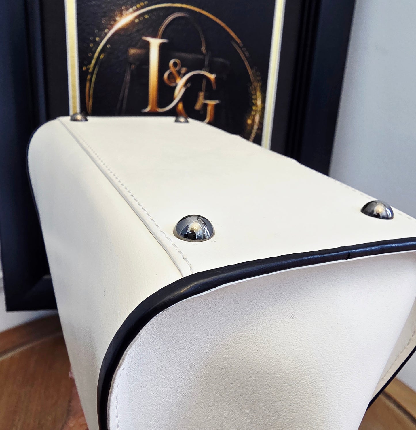 Delvaux Brillant MM "Panda" White & Black Leather Top Handle Bag