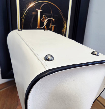 Delvaux Brillant MM "Panda" White & Black Leather Top Handle Bag