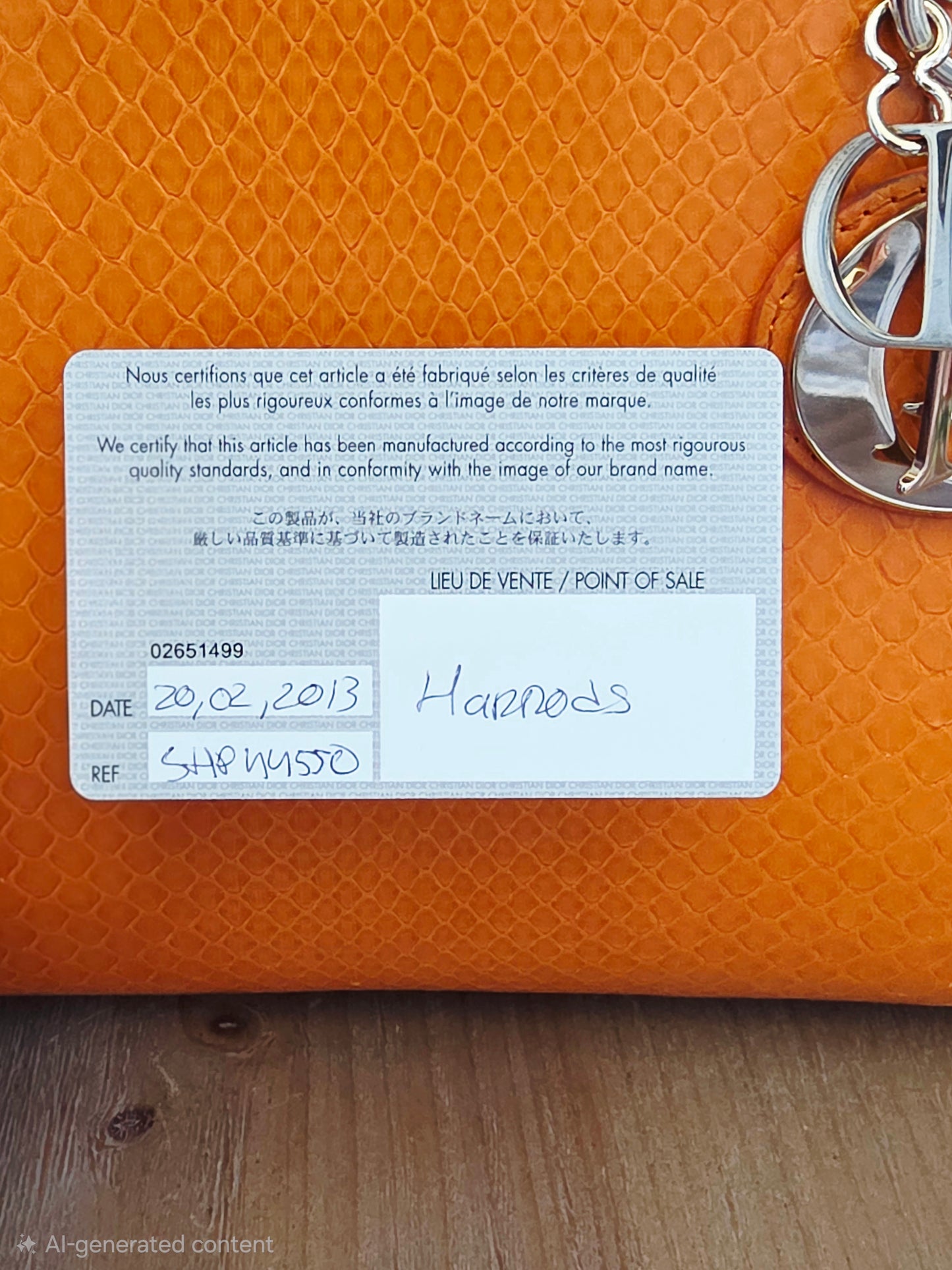 🧡 Christian Dior Medium Lady Dior Python Leather Bag in Orange with Silver Hardware & Strap