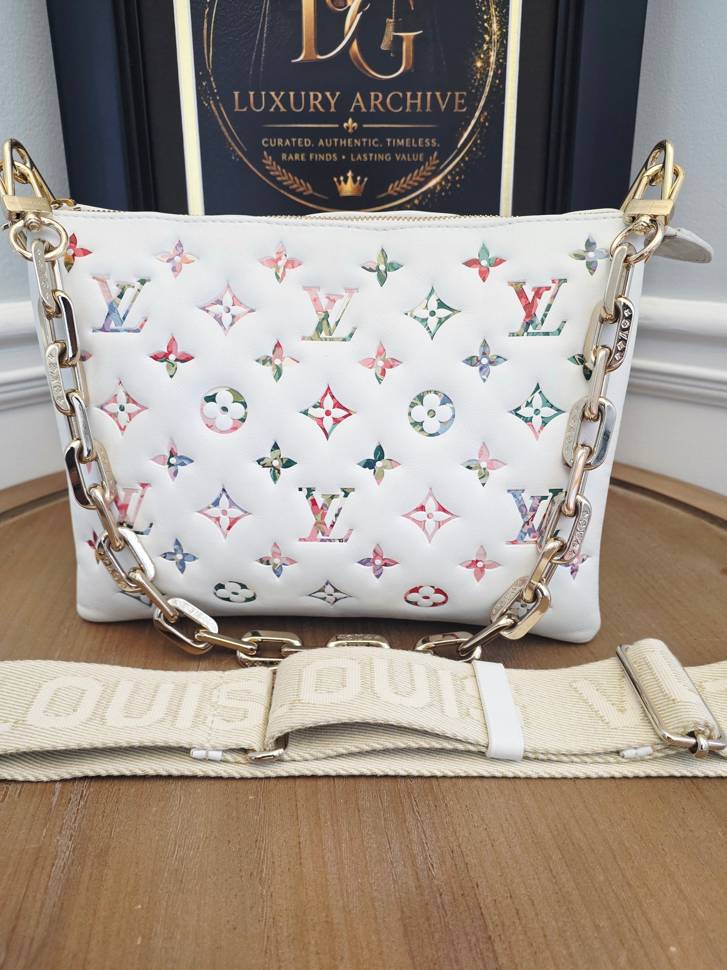 Louis Vuitton Coussin PM LV Garden White Multicolor Lambskin Shoulder Bag