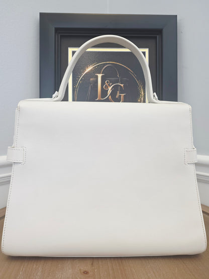 Delvaux Tempête White Calfskin Top Handle Bag
