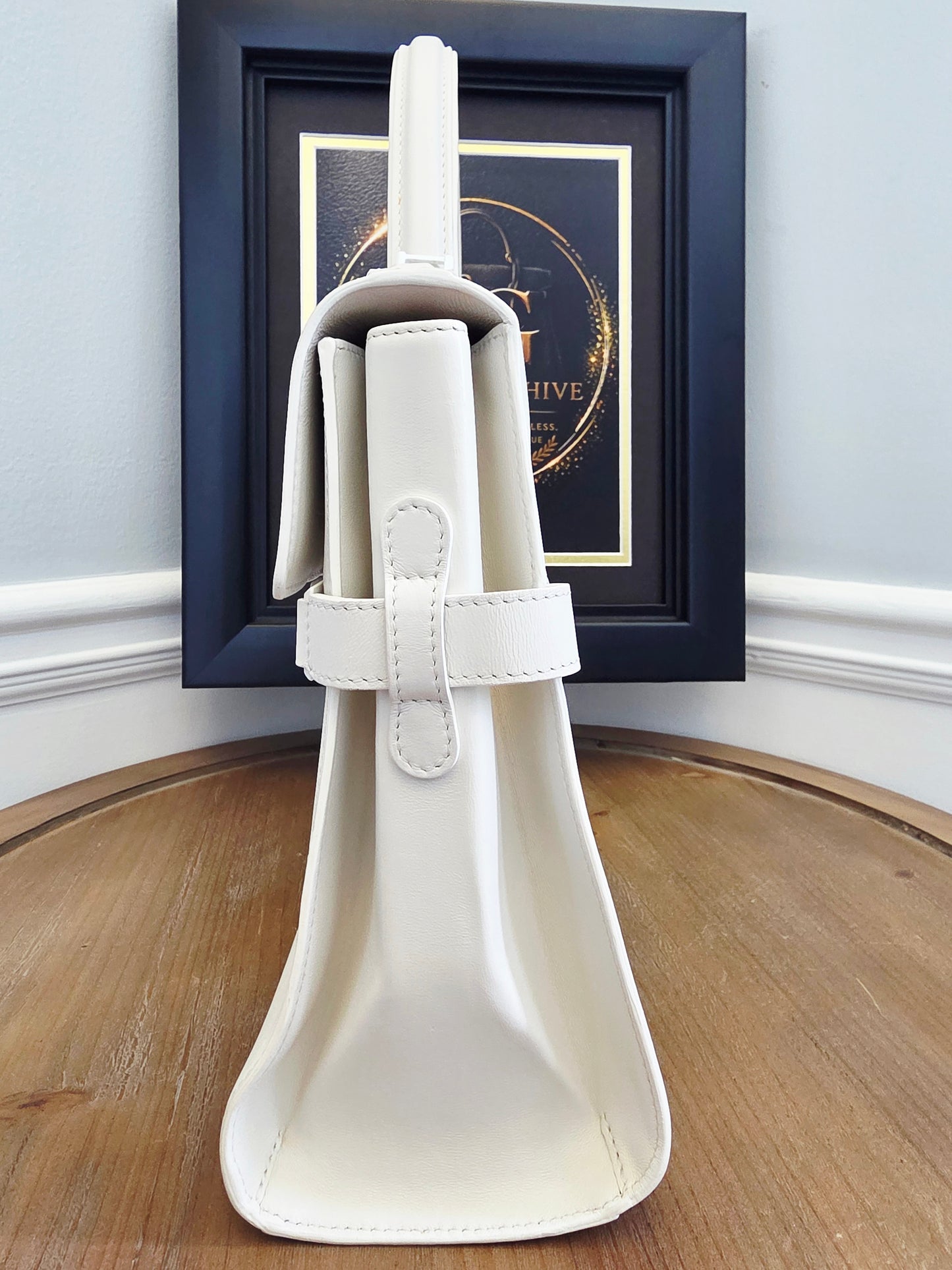Delvaux Tempête White Calfskin Top Handle Bag