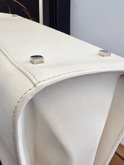 Delvaux Tempête White Calfskin Top Handle Bag