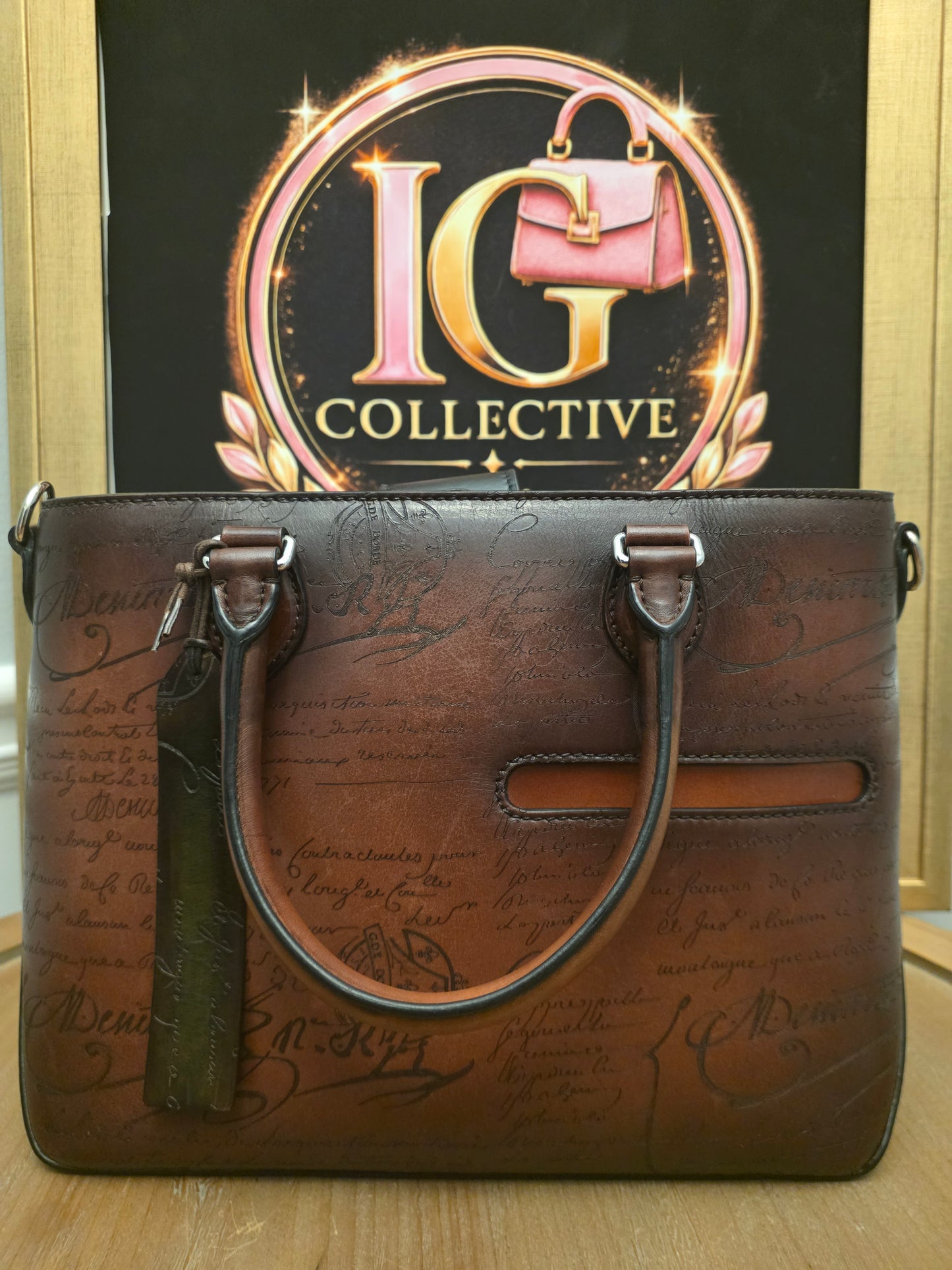 Berluti Toujours Scritto Venezia Leather Tote Bag Tobacco Brown