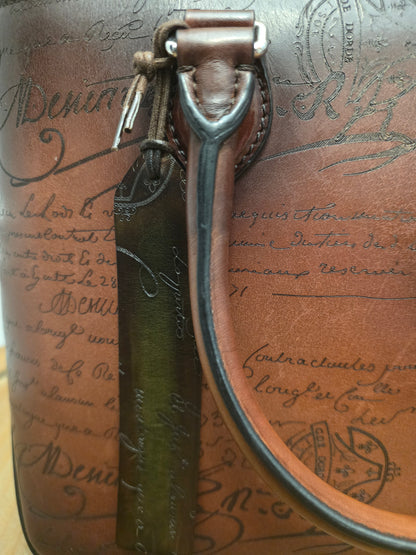 Berluti Toujours Scritto Venezia Leather Tote Bag Tobacco Brown