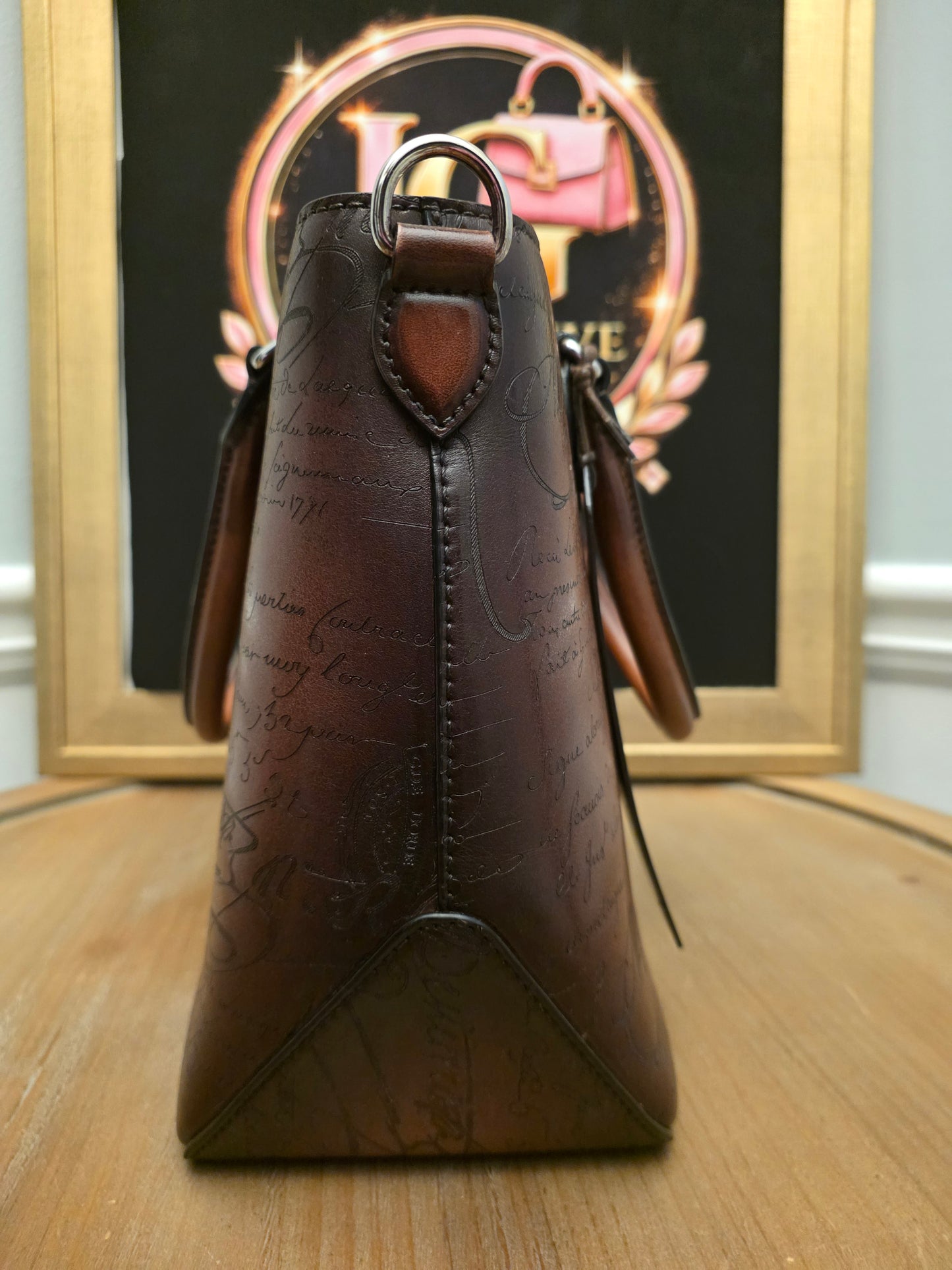 Berluti Toujours Scritto Venezia Leather Tote Bag Tobacco Brown