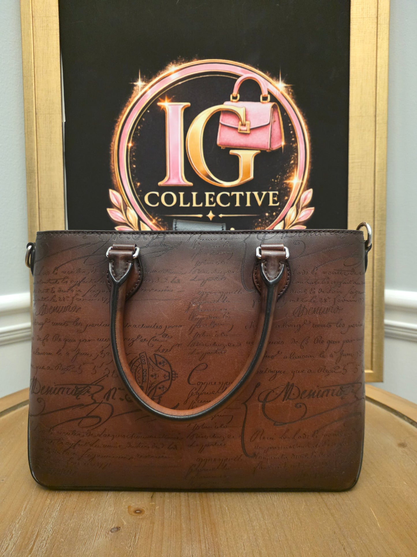 Berluti Toujours Scritto Venezia Leather Tote Bag Tobacco Brown