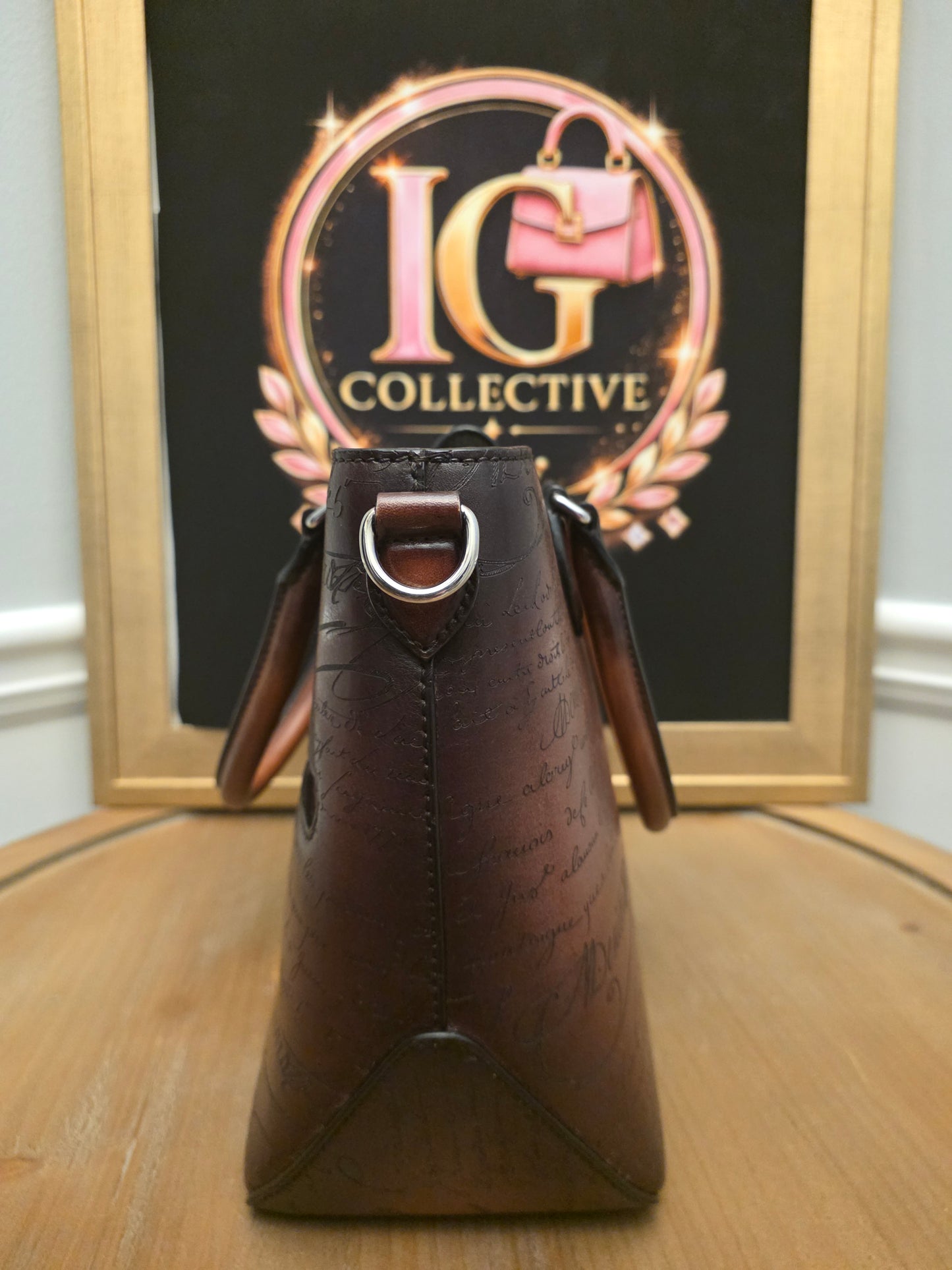 Berluti Toujours Scritto Venezia Leather Tote Bag Tobacco Brown