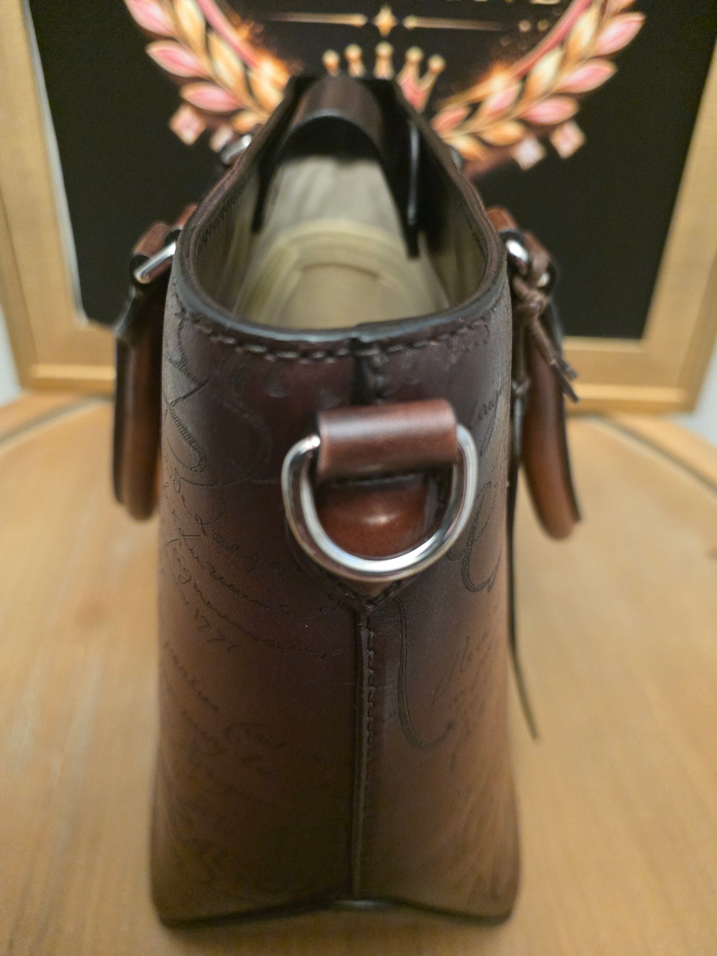 Berluti Toujours Scritto Venezia Leather Tote Bag Tobacco Brown