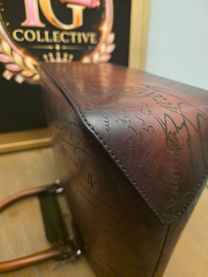 Berluti Toujours Scritto Venezia Leather Tote Bag Tobacco Brown