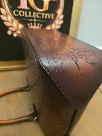 Berluti Toujours Scritto Venezia Leather Tote Bag Tobacco Brown